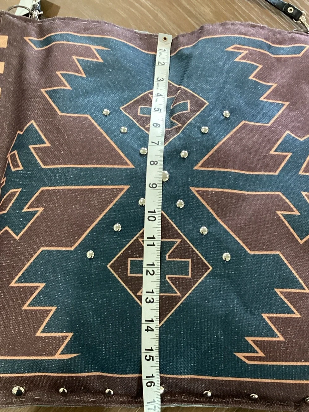 Boho Tribal Pattern Shoulder Bag in Teal & Brown